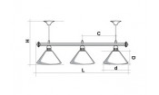 Лампа STARTBILLIARDS 3 пл. (плафоны хром,штанга голубая,фурнитура золото)
